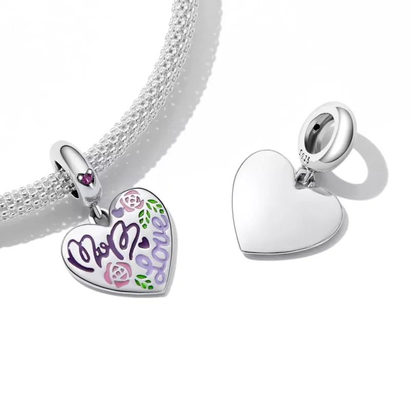 (immagine per) Charm Pendente tipo Pandora Festa della mamma - Cuori di graffiti colorati - BSC - Visualizza 4