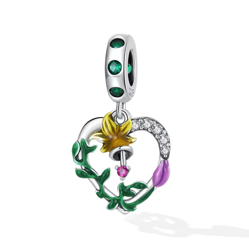 (immagine per) Charm Pendente tipo Pandora Fiori d'amore traforati - SCC2249 - Visualizza 2