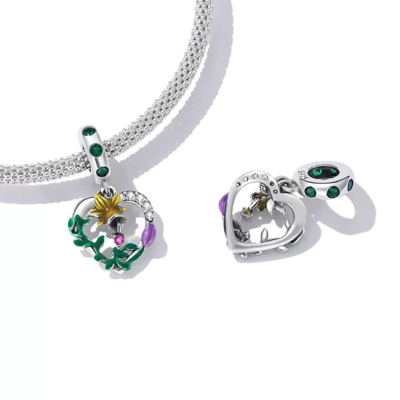 (immagine per) Charm Pendente tipo Pandora Fiori d'amore traforati - SCC2249 - Visualizza 4