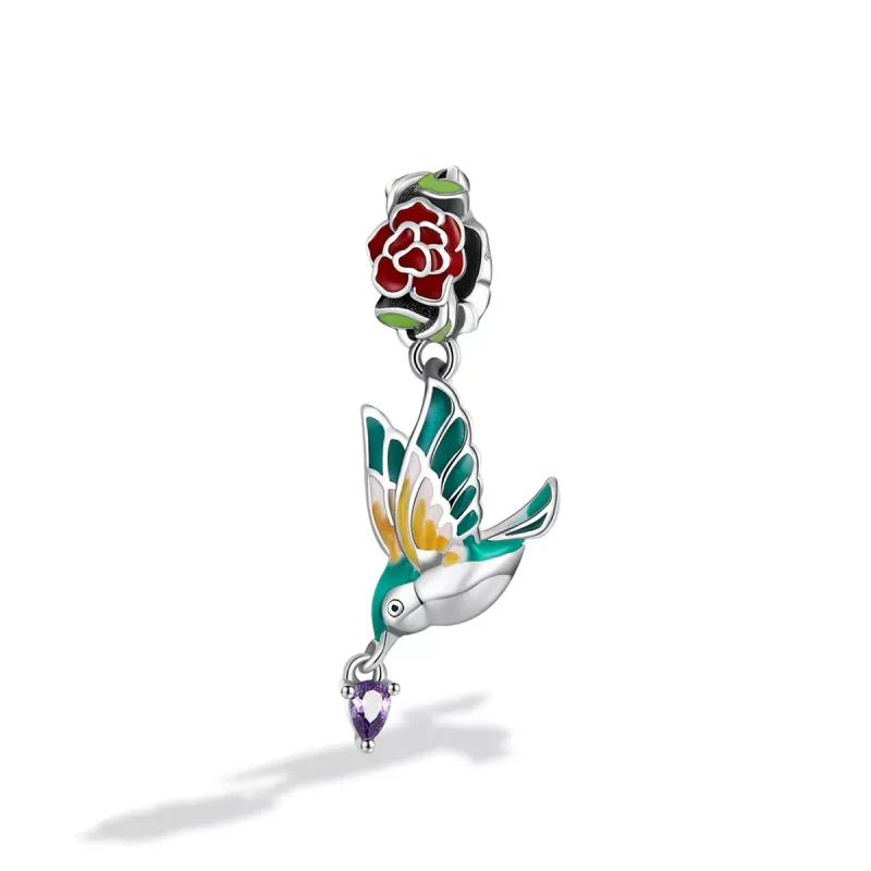 (immagine per) Charm Pendente tipo Pandora Fiori e uccelli - SCC2195 - Visualizza 2