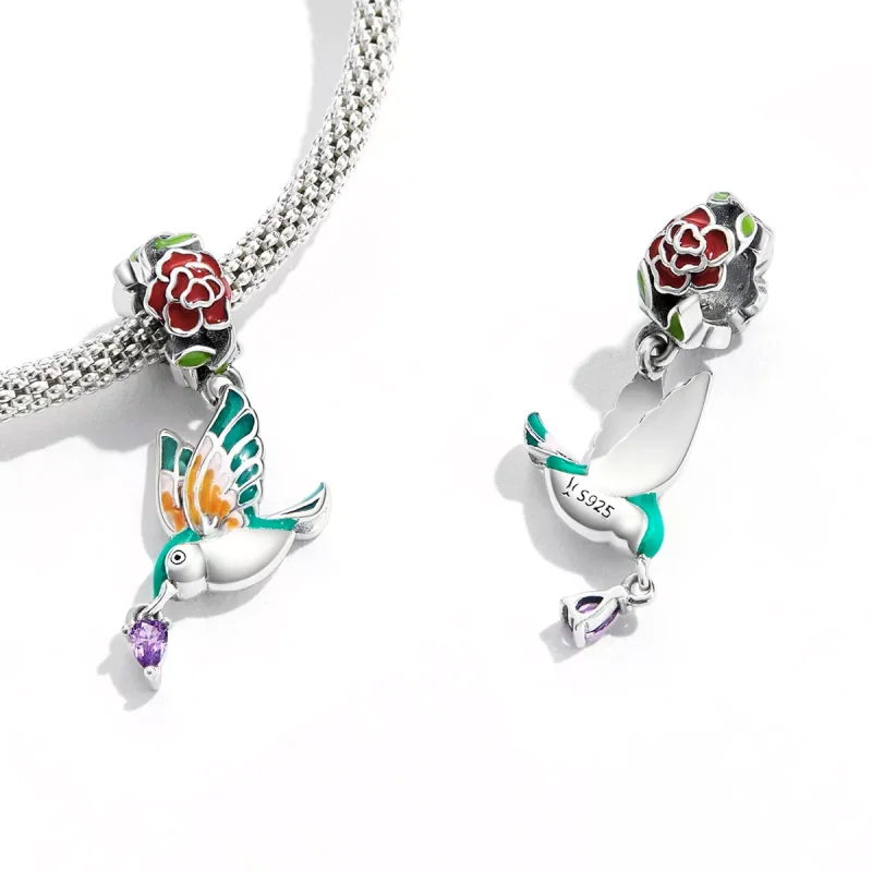 (immagine per) Charm Pendente tipo Pandora Fiori e uccelli - SCC2195 - Visualizza 3