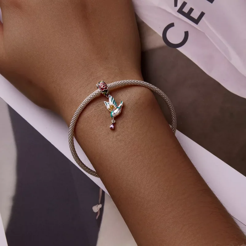 (immagine per) Charm Pendente tipo Pandora Fiori e uccelli - SCC2195 - Visualizza 5