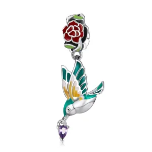 (immagine per) Charm Pendente tipo Pandora Fiori e uccelli - SCC2195