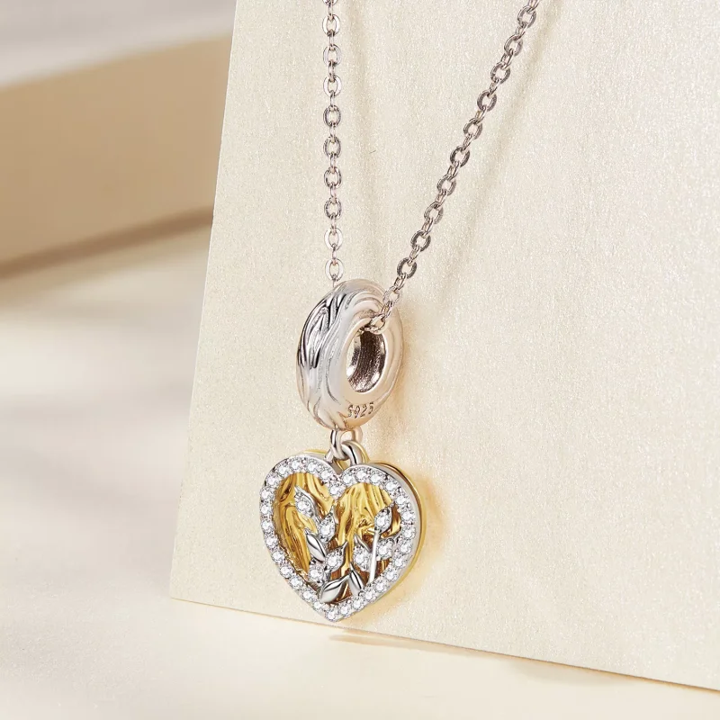 (immagine per) Charm Pendente tipo Pandora Foglie A Forma Di Cuore - BSC670 - Visualizza 2