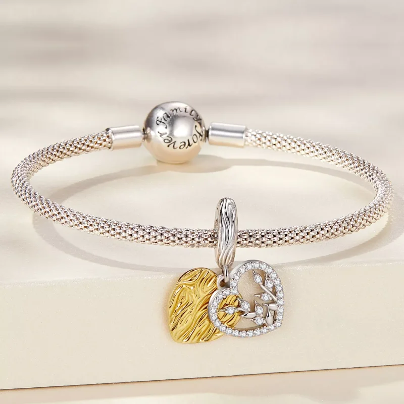 (immagine per) Charm Pendente tipo Pandora Foglie A Forma Di Cuore - BSC670 - Visualizza 3