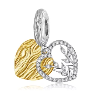 (immagine per) Charm Pendente tipo Pandora Foglie A Forma Di Cuore - BSC670