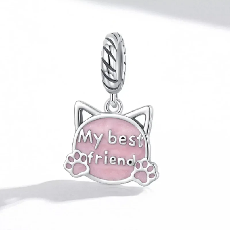 (immagine per) Charm Pendente tipo Pandora Gatto rosa - BSC519 - Visualizza 2