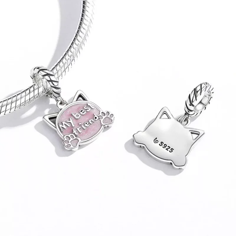 (immagine per) Charm Pendente tipo Pandora Gatto rosa - BSC519 - Visualizza 4