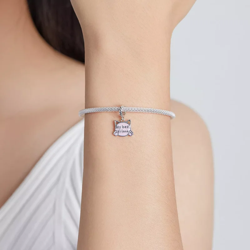 (immagine per) Charm Pendente tipo Pandora Gatto rosa - BSC519 - Visualizza 5