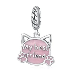 (immagine per) Charm Pendente tipo Pandora Gatto rosa - BSC519