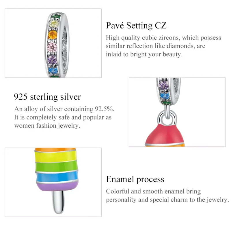 (immagine per) Charm Pendente tipo Pandora Gelato Arcobaleno - BSC351 - Visualizza 7