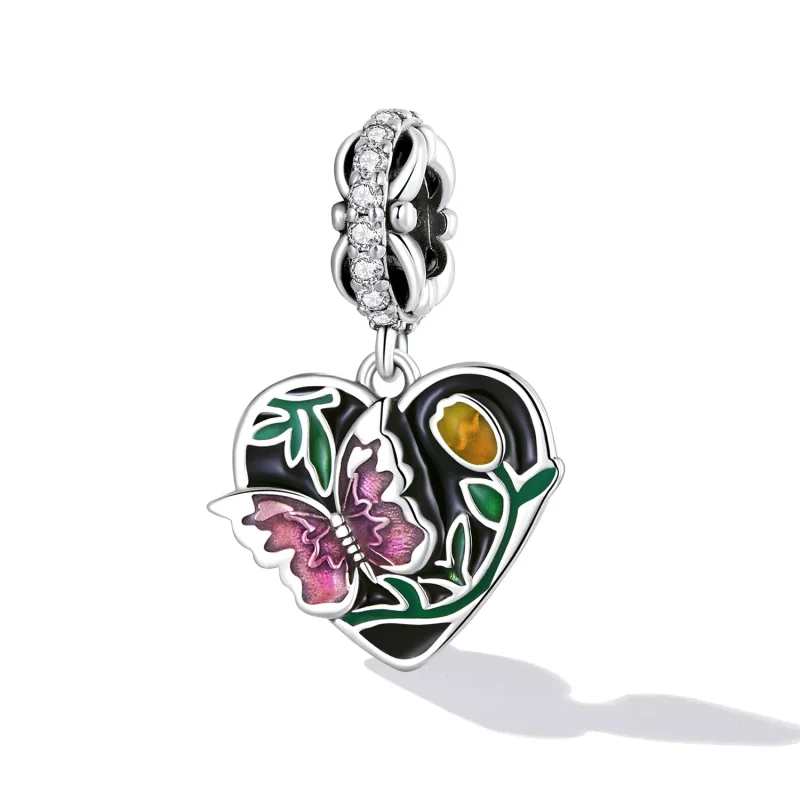 (immagine per) Charm Pendente tipo Pandora Giardino dell'amore delle farfalle - SCC2248 - Visualizza 2