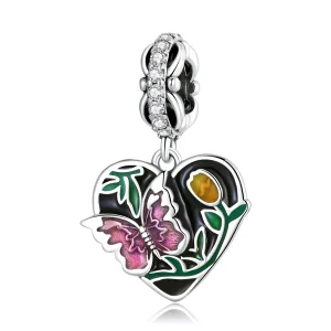 (immagine per) Charm Pendente tipo Pandora Giardino dell'amore delle farfalle - SCC2248