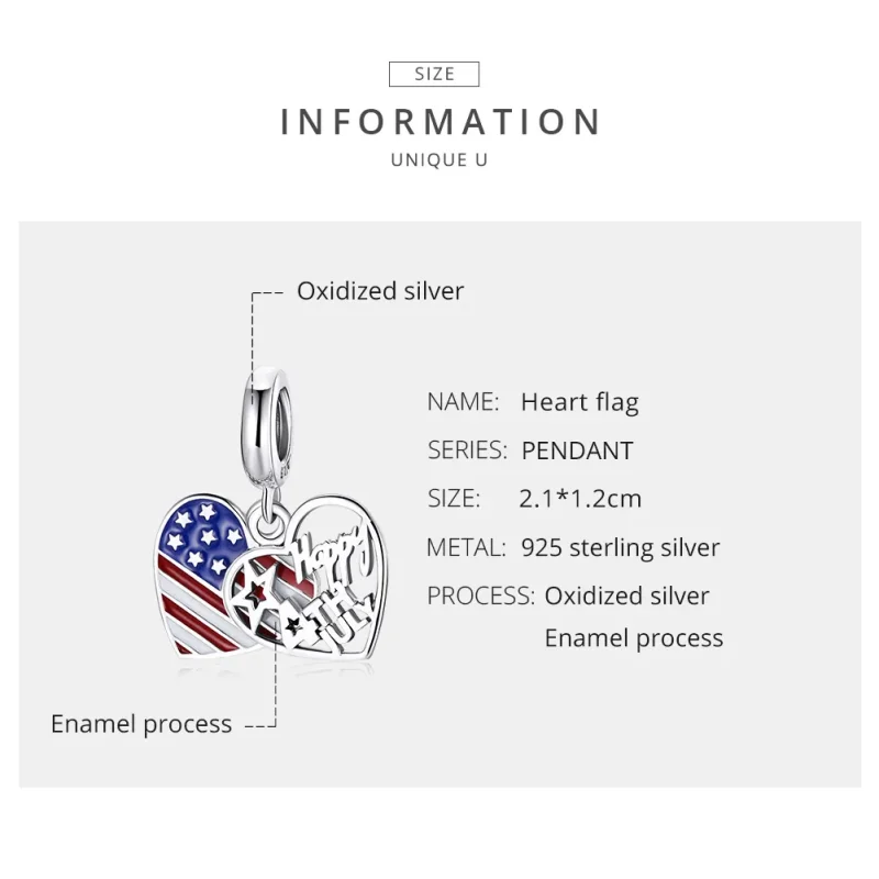 (immagine per) Charm Pendente tipo Pandora Giorno dell'indipendenza americana - SCC1884 - Visualizza 7