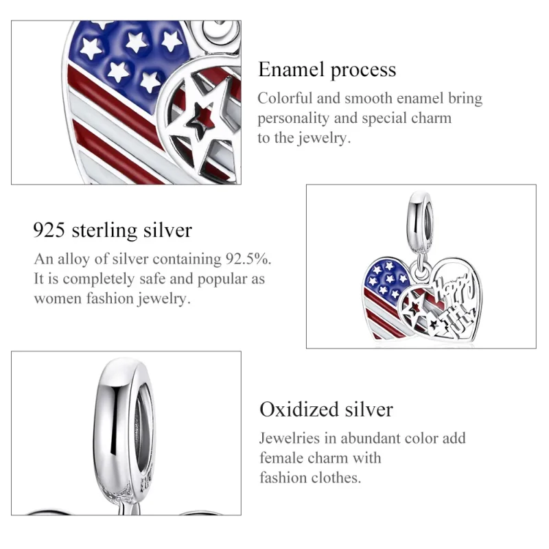 (immagine per) Charm Pendente tipo Pandora Giorno dell'indipendenza americana - SCC1884 - Visualizza 8