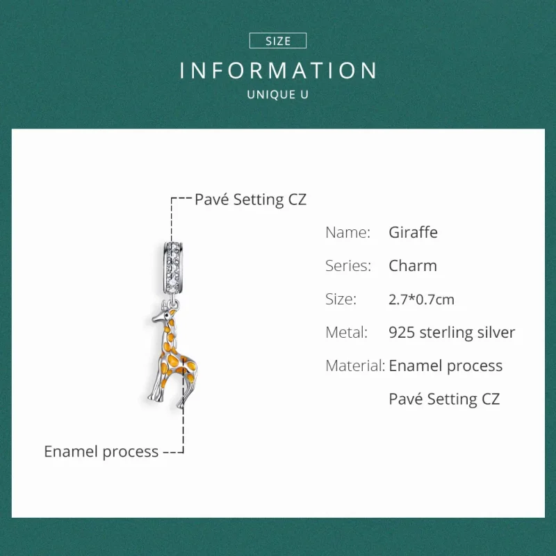 (immagine per) Charm Pendente tipo Pandora Giraffa - BSC258 - Visualizza 6