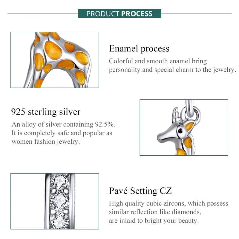 (immagine per) Charm Pendente tipo Pandora Giraffa - BSC258 - Visualizza 7