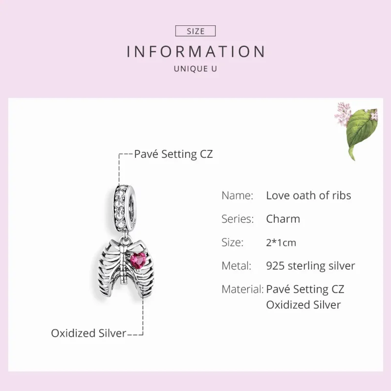 (immagine per) Charm Pendente tipo Pandora Giuramento d'amore delle costole - SCC1459 - Visualizza 7