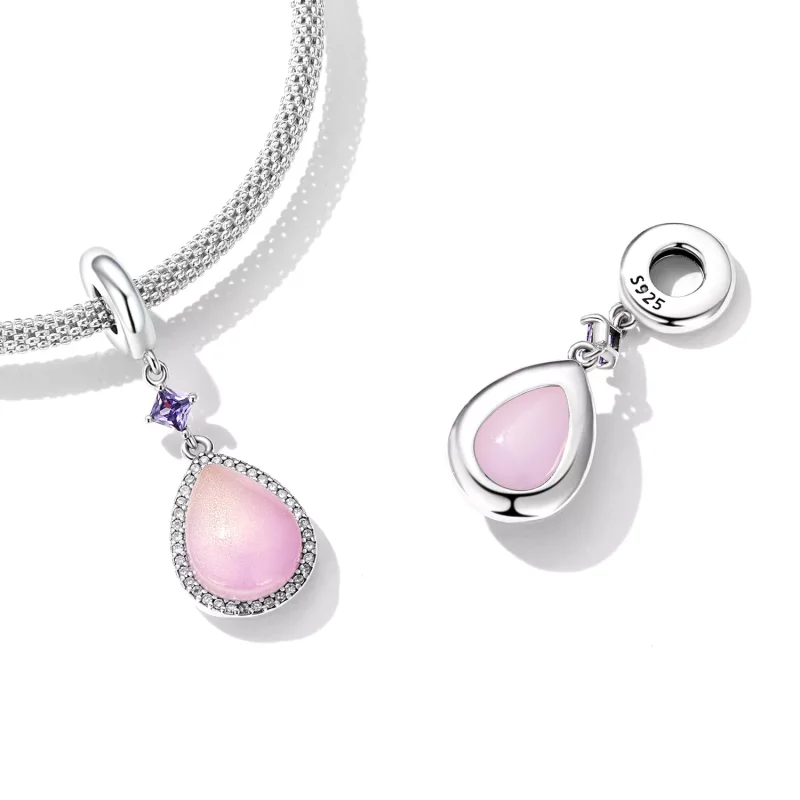 (immagine per) Charm Pendente tipo Pandora Goccia d'acqua rosa - SCC2272 - Visualizza 4