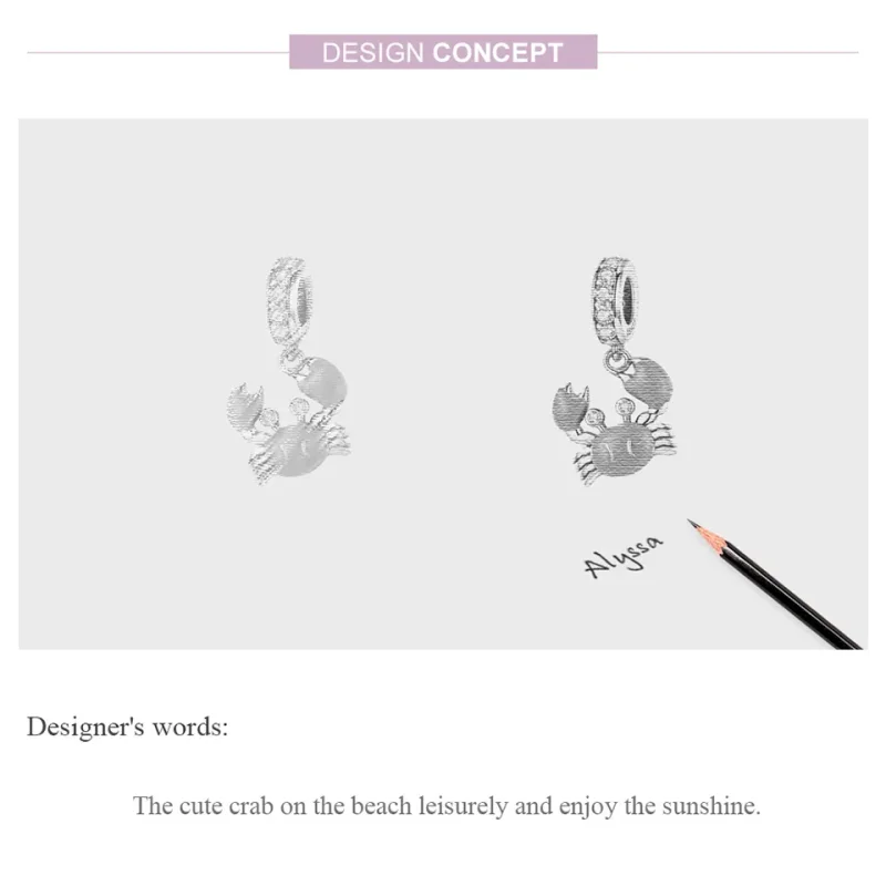 (immagine per) Charm Pendente tipo Pandora Granchio estivo - BSC076 - Visualizza 6