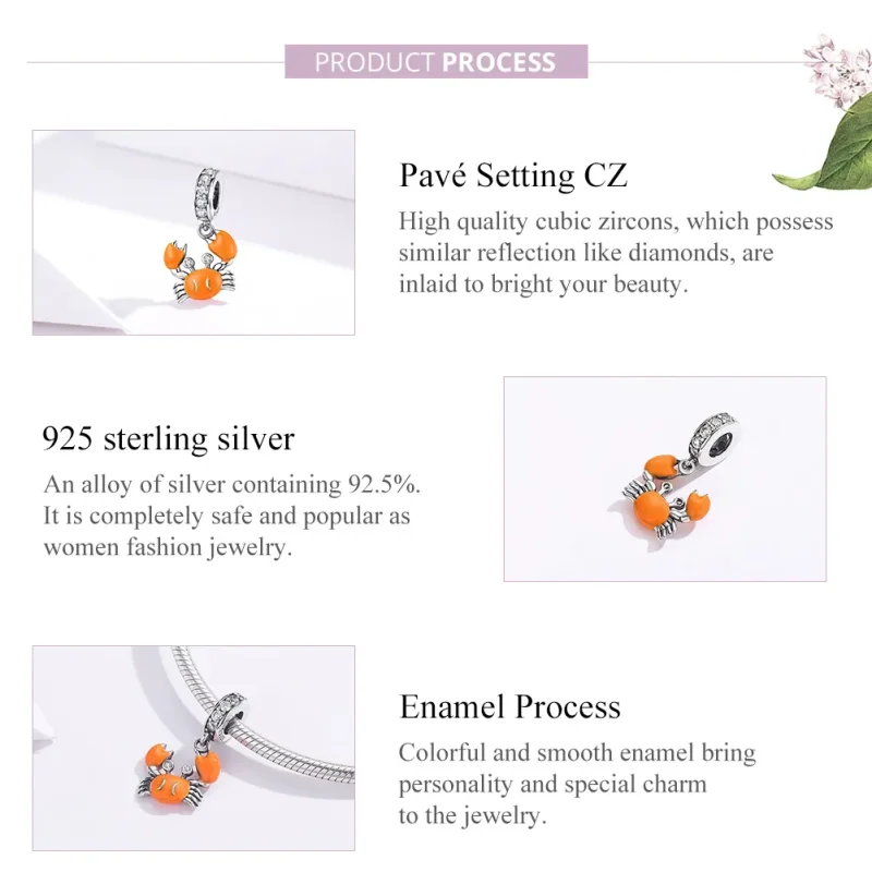 (immagine per) Charm Pendente tipo Pandora Granchio estivo - BSC076 - Visualizza 8