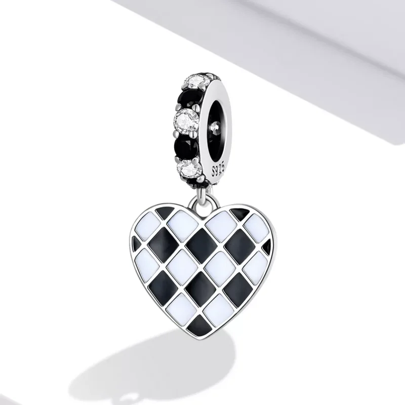 (immagine per) Charm Pendente tipo Pandora Griglia in bianco e nero Amore - SCC2178 - Visualizza 2