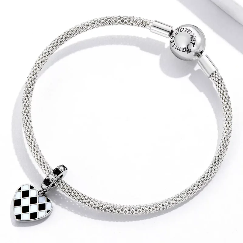 (immagine per) Charm Pendente tipo Pandora Griglia in bianco e nero Amore - SCC2178 - Visualizza 3