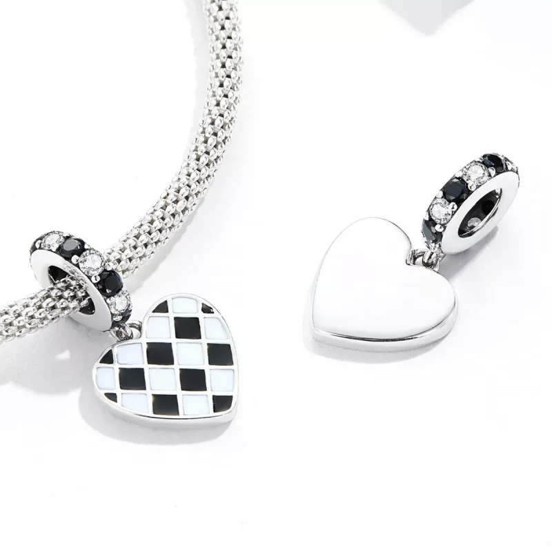 (immagine per) Charm Pendente tipo Pandora Griglia in bianco e nero Amore - SCC2178 - Visualizza 4