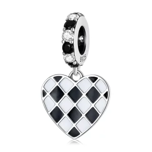 (immagine per) Charm Pendente tipo Pandora Griglia in bianco e nero Amore - SCC2178