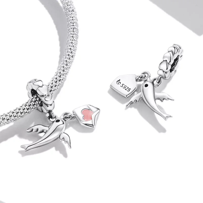 (immagine per) Charm Pendente tipo Pandora Lettera d'amore del piccione volante - BSC573 - Visualizza 4