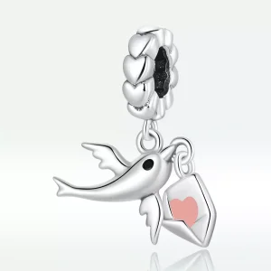(immagine per) Charm Pendente tipo Pandora Lettera d'amore del piccione volante - BSC573
