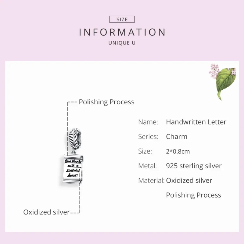 (immagine per) Charm Pendente tipo Pandora Lettera scritta a mano - SCC1605 - Visualizza 7