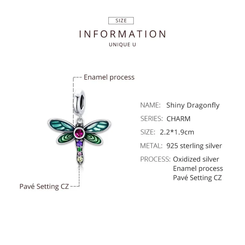 (immagine per) Charm Pendente tipo Pandora Libellula brillante - SCC1706 - Visualizza 8