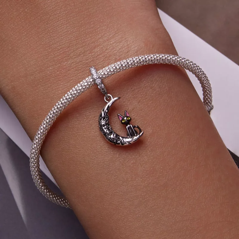 (immagine per) Charm Pendente tipo Pandora Luna gatto nero - SCC2218 - Visualizza 6