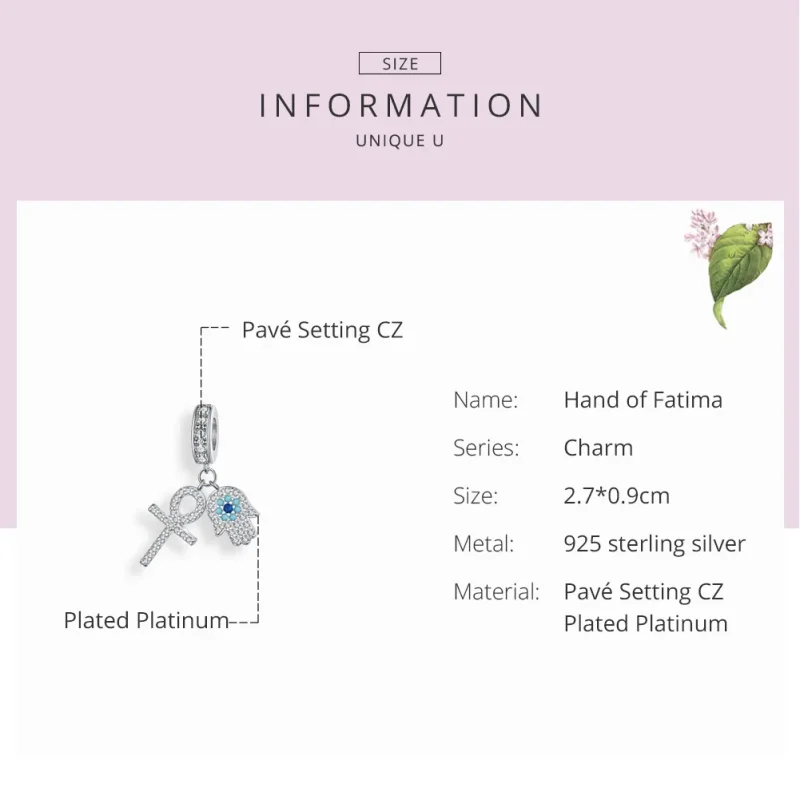 (immagine per) Charm Pendente tipo Pandora Mano di Fatima - BSC084 - Visualizza 7