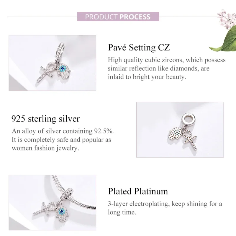 (immagine per) Charm Pendente tipo Pandora Mano di Fatima - BSC084 - Visualizza 8