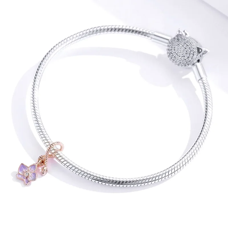 (immagine per) Charm Pendente tipo Pandora Orchidea - BSC287 - Visualizza 2