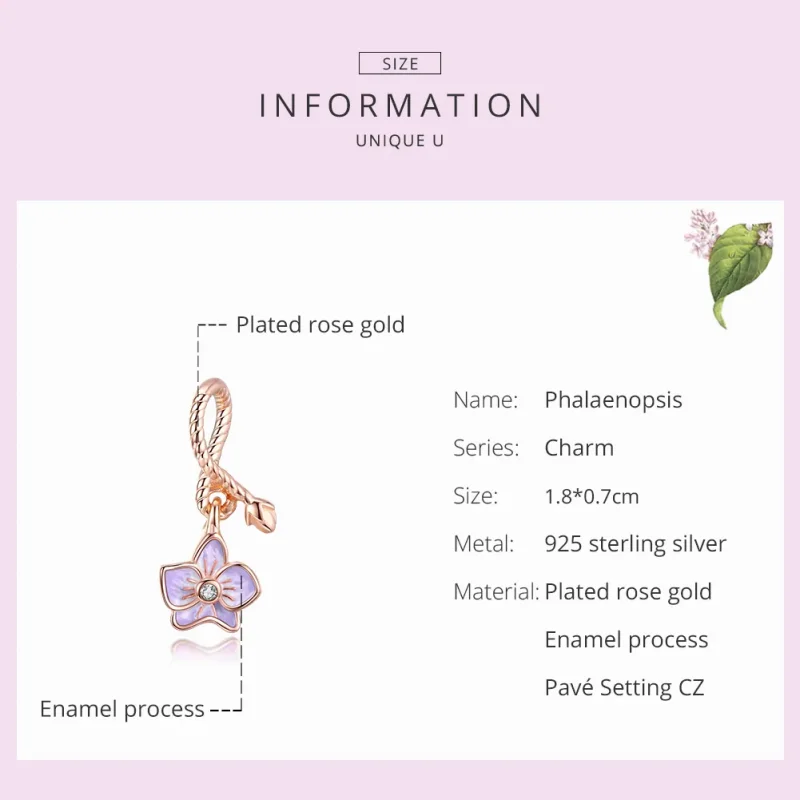 (immagine per) Charm Pendente tipo Pandora Orchidea - BSC287 - Visualizza 7