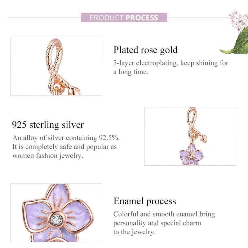 (immagine per) Charm Pendente tipo Pandora Orchidea - BSC287 - Visualizza 8