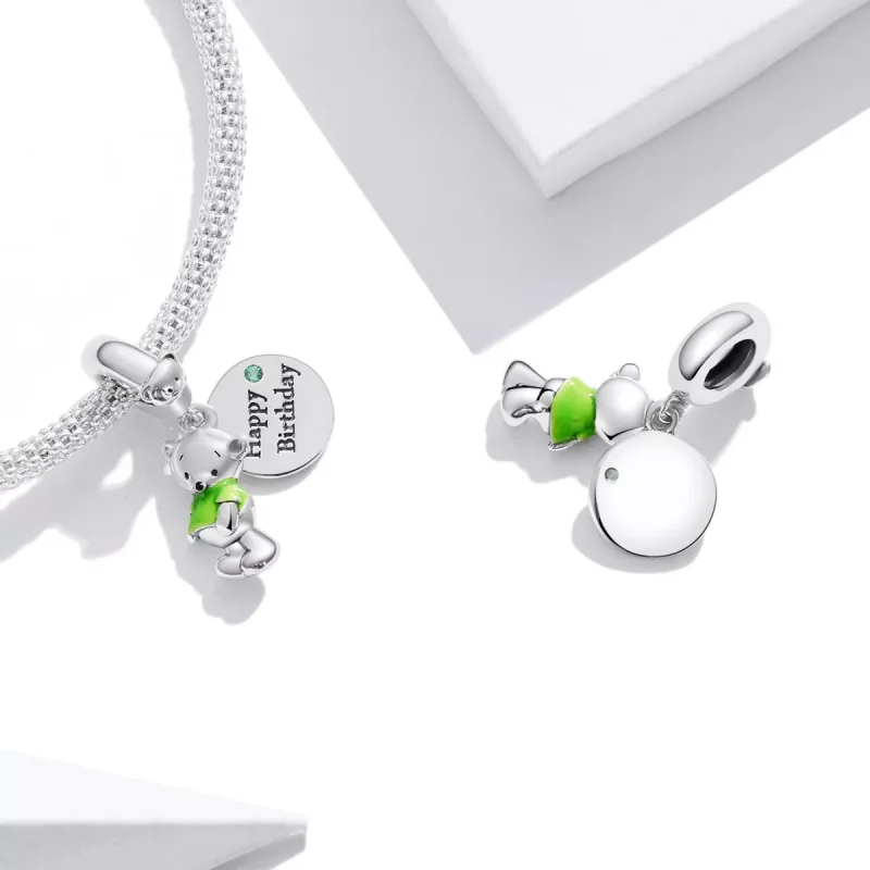 (immagine per) Charm Pendente tipo Pandora Orso di compleanno - BSC560 - Visualizza 4