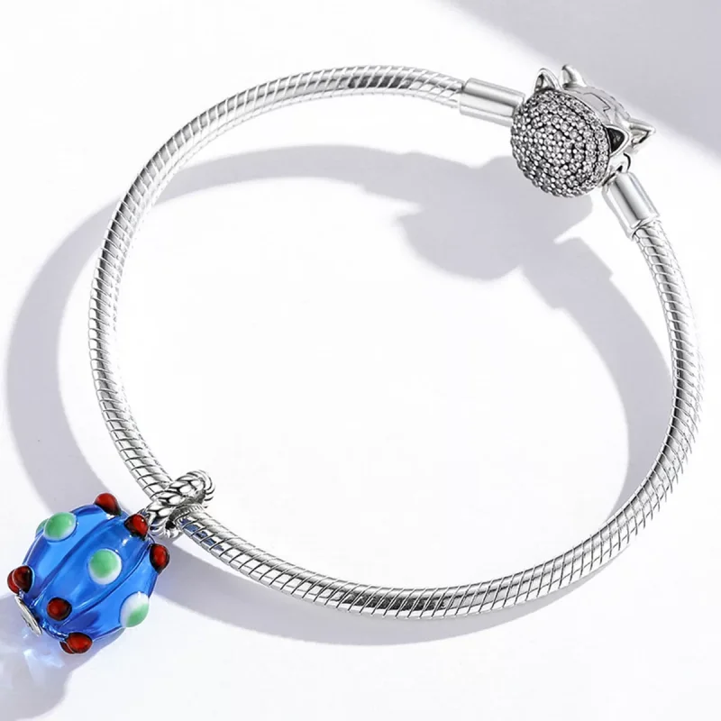 (immagine per) Charm Pendente tipo Pandora Perle di vetro blu reale - SCC1968 - Visualizza 3