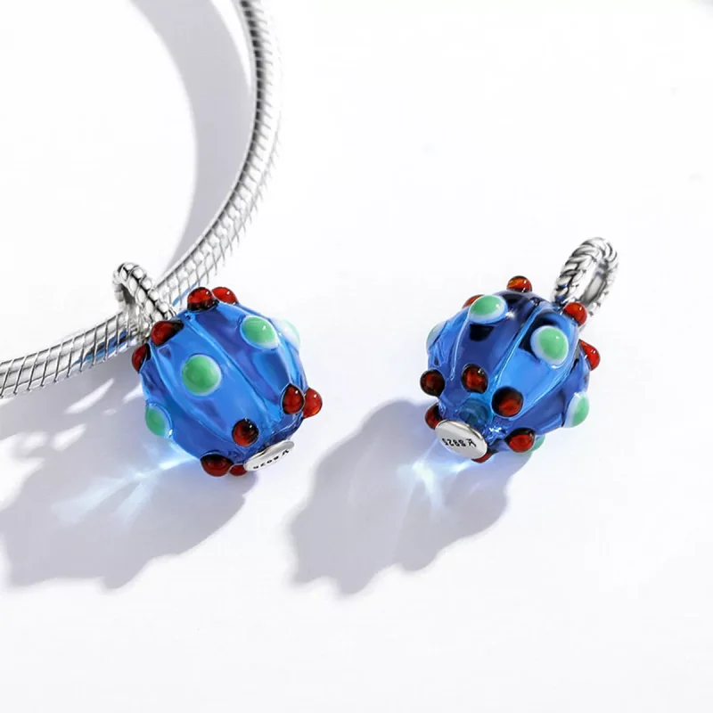 (immagine per) Charm Pendente tipo Pandora Perle di vetro blu reale - SCC1968 - Visualizza 4