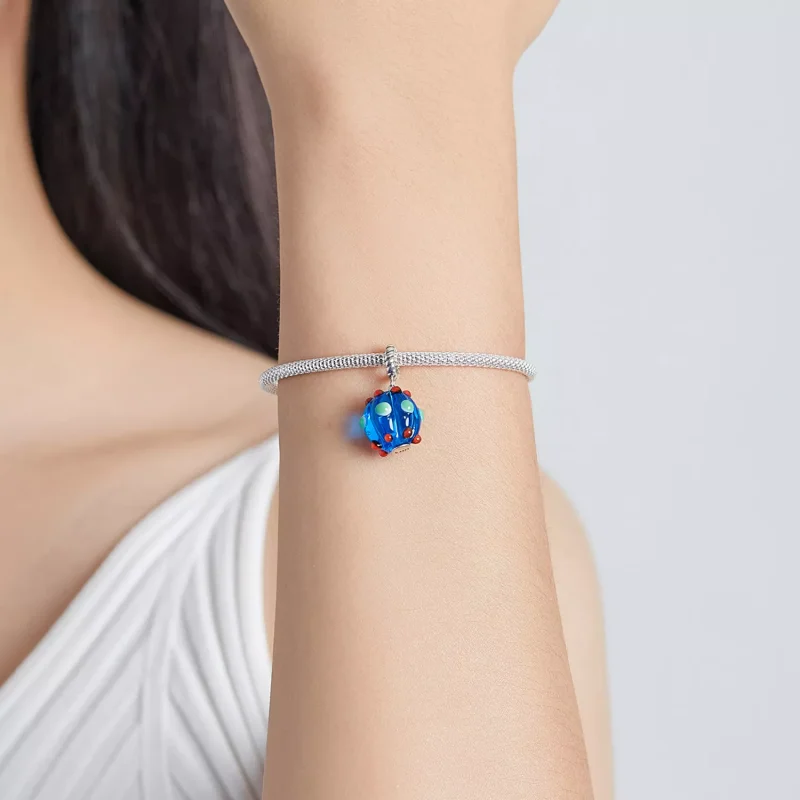 (immagine per) Charm Pendente tipo Pandora Perle di vetro blu reale - SCC1968 - Visualizza 5