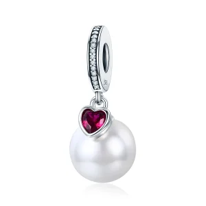 (immagine per) Charm Pendente tipo Pandora Perline E Cuori Bianchi - SCC782
