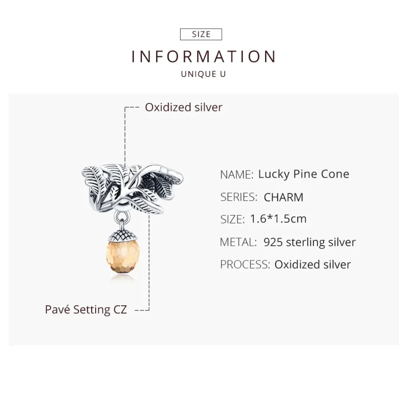 (immagine per) Charm Pendente tipo Pandora Pigna fortunata - BSC336 - Visualizza 8