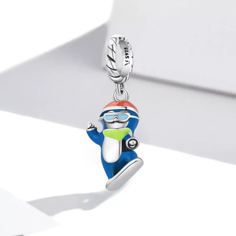 (immagine per) Charm Pendente tipo Pandora Pinguino di sci - SCC2003 - Visualizza 2