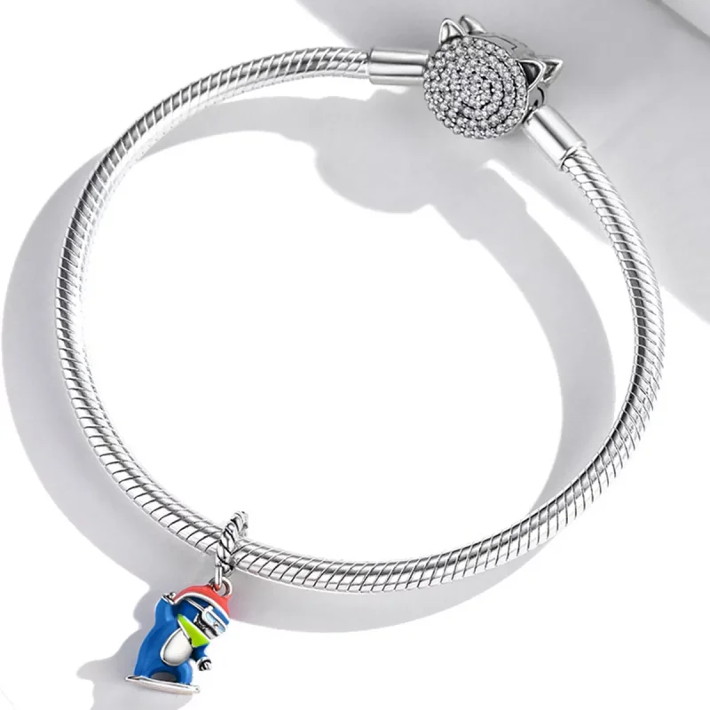 (immagine per) Charm Pendente tipo Pandora Pinguino di sci - SCC2003 - Visualizza 3