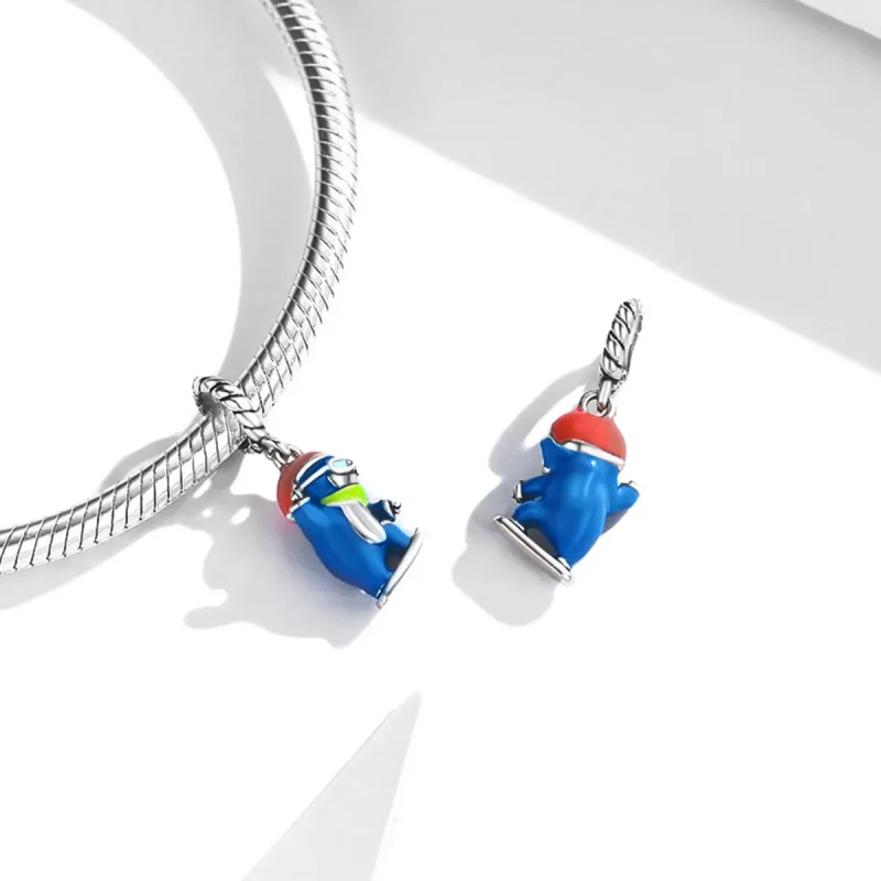 (immagine per) Charm Pendente tipo Pandora Pinguino di sci - SCC2003 - Visualizza 4