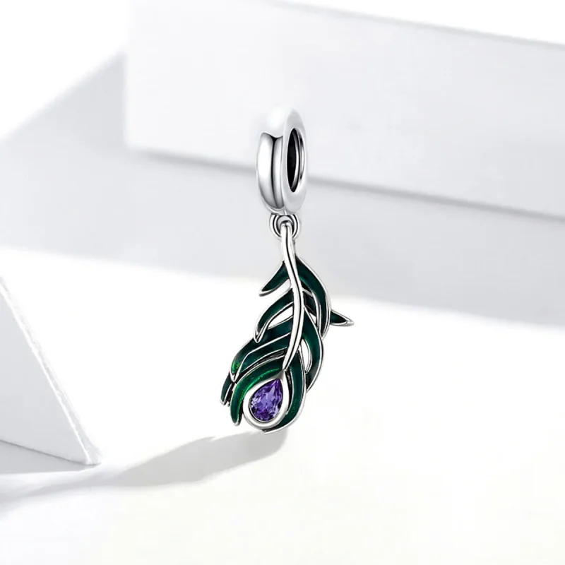 (immagine per) Charm Pendente tipo Pandora Piuma di pavone - SCC1704 - Visualizza 2