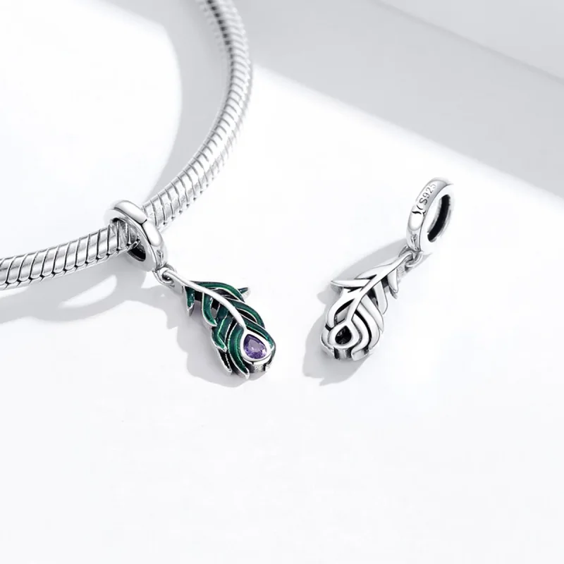 (immagine per) Charm Pendente tipo Pandora Piuma di pavone - SCC1704 - Visualizza 4